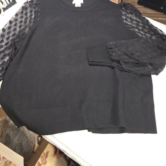 Black Sweater with Sheer Sleeves - Picture 2 of 4